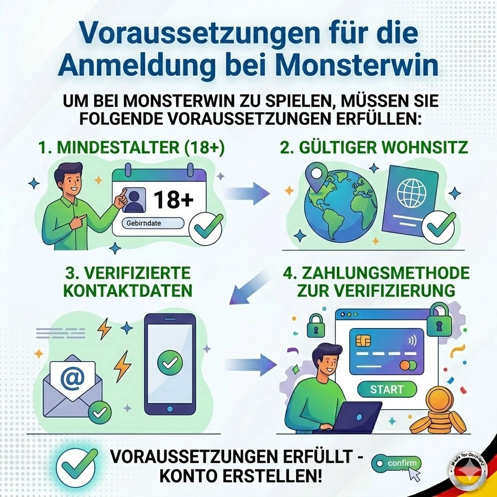 Voraussetzungen für die Anmeldung bei Monsterwin