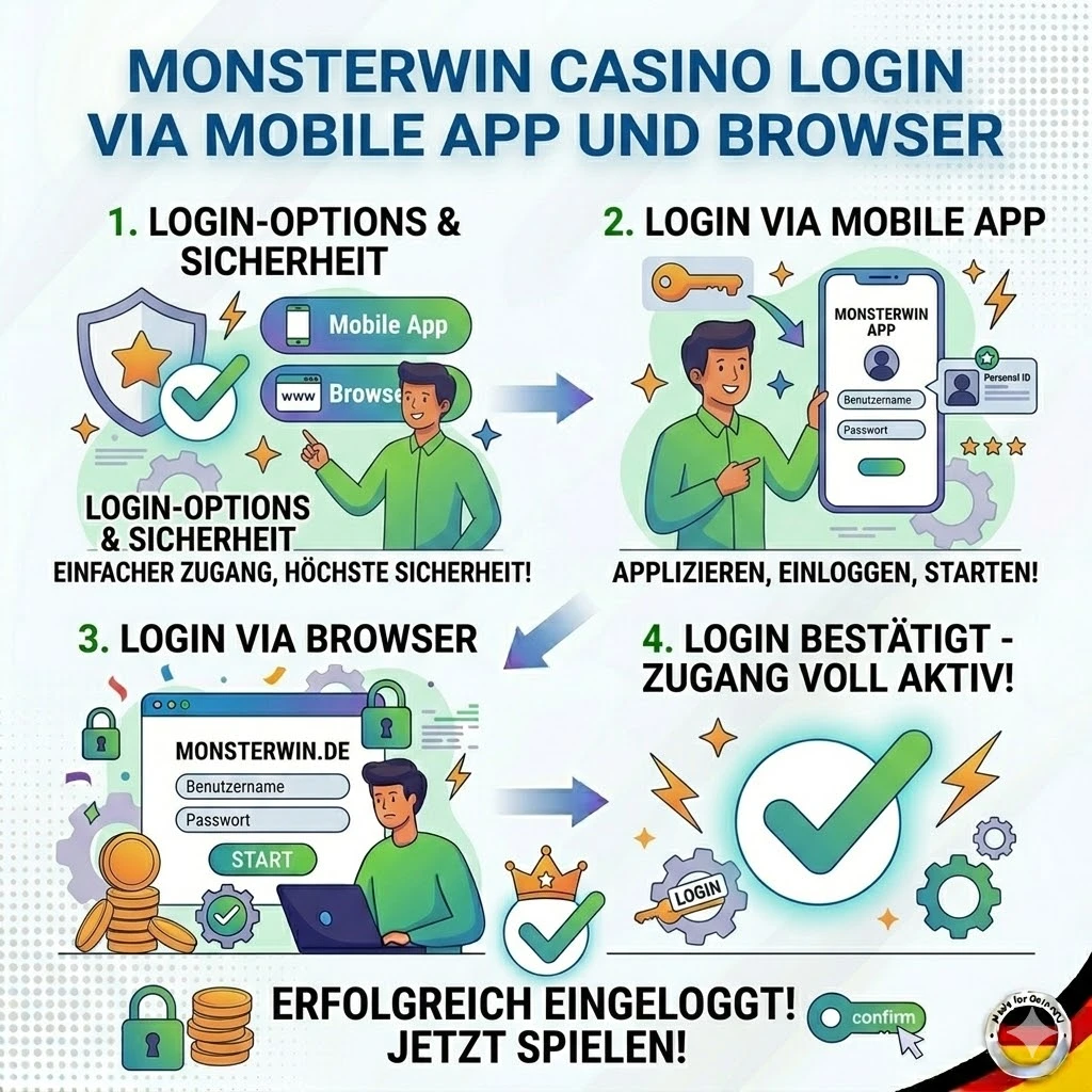 Monsterwin Casino Login via Mobile App und Browser